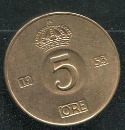 【錢幣】SWEDEN(瑞典),5 ORE,K779.2,1938 #206782 ,品相極美XF 歷史價格詳細信息