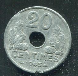 法國1943年20法郎舊紙幣11220 歷史價格詳細信息