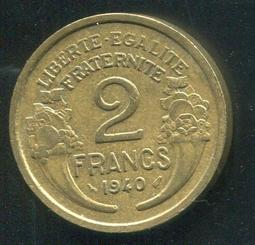 【硬幣】France (法國), 2 FRANCE , K886.a.2 , 1949B #207138,品相美上VF+ 歷史價格詳細信息