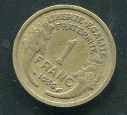 【硬幣】France (法國), 1 FRANCE , K885 , 1936 #207093,品相美上VF+ 價格比較,價格查詢,歷史價格詳細信息