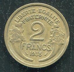 【硬幣】France (法國), 2 FRANCE , K886.a.2 , 1949B #207138,品相美上VF+ 歷史價格詳細信息