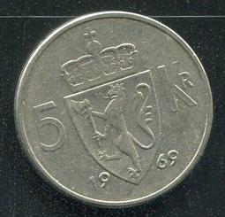 【硬幣】NORWAY (挪威), 5 ORE , K405 , 1961 #203308 品相美上VF+ 歷史價格詳細信息