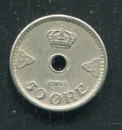 【硬幣】NORWAY (挪威), 50 ORE , K418 , 1990 #203335 品相9新AU 歷史價格詳細信息
