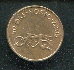 【硬幣】NORWAY (挪威), 50 ORE , K418 , 1990 #203335 品相9新AU 歷史價格詳細信息