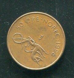 【硬幣】NORWAY (挪威), 50 ORE , K418 , 1990 #203335 品相9新AU 歷史價格詳細信息