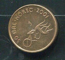 【硬幣】NORWAY (挪威), 50 ORE , K418 , 1990 #203335 品相9新AU 歷史價格詳細信息