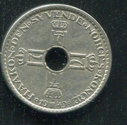 【硬幣】NORWAY(挪威)，1 KRONE，K385，1939 ，品相美上VF+ #191504 歷史價格詳細信息