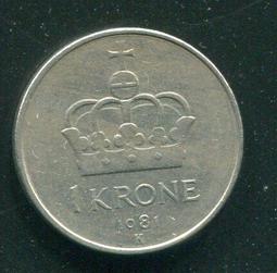 【硬幣】NORWAY(挪威)，1 KRONE，K385，1939 ，品相美上VF+ #191504 歷史價格詳細信息