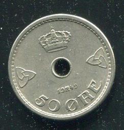 【硬幣】NORWAY (挪威), 50 ORE , K418 , 1990 #203335 品相9新AU 歷史價格詳細信息