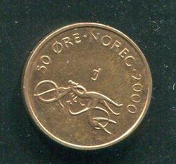 【硬幣】NORWAY (挪威), 50 ORE , K418 , 1990 #203335 品相9新AU 歷史價格詳細信息
