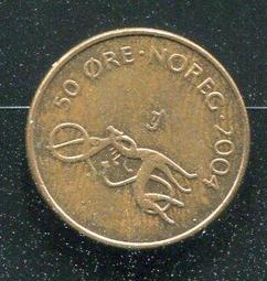 【硬幣】NORWAY (挪威), 50 ORE , K418 , 1990 #203335 品相9新AU 歷史價格詳細信息