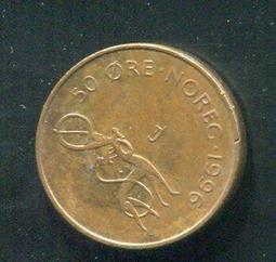 【硬幣】NORWAY (挪威), 50 ORE , K418 , 1990 #203335 品相9新AU 歷史價格詳細信息