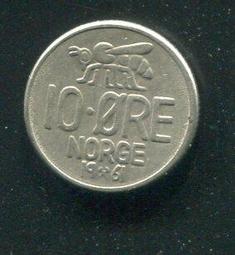 【硬幣】NORWAY (挪威), 10 ORE , K411 , 1960 #203376 品相極美XF 歷史價格詳細信息