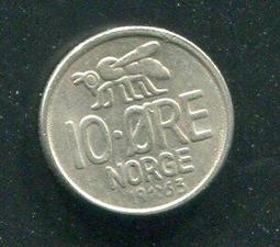 【硬幣】NORWAY (挪威), 10 ORE , K411 , 1960 #203376 品相極美XF 歷史價格詳細信息