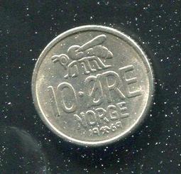 【硬幣】NORWAY (挪威), 10 ORE , K411 , 1960 #203376 品相極美XF 歷史價格詳細信息