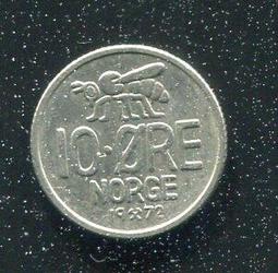 【硬幣】NORWAY (挪威), 10 ORE , K411 , 1960 #203376 品相極美XF 歷史價格詳細信息