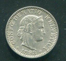 【硬幣】Switzerland (瑞士),20 Rappen,K29a,1939 #209396 品相美上VF+ 歷史價格詳細信息