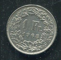 【硬幣】Switzerland (瑞士),1 Franc,K24a.1,1969B #209428 品相美上VF+ 歷史價格詳細信息