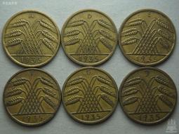 德國魏瑪共和國35年5芬尼銅幣硬幣帝國芬尼D廠（Reichs版）24F599 歷史價格詳細信息