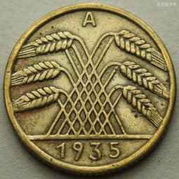 德國魏瑪共和國35年5芬尼銅幣硬幣帝國芬尼D廠（Reichs版）24F599 歷史價格詳細信息