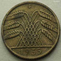 德國魏瑪共和國35年5芬尼銅幣硬幣帝國芬尼D廠（Reichs版）24F599 歷史價格詳細信息
