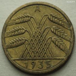 德國魏瑪共和國35年5芬尼銅幣硬幣帝國芬尼D廠（Reichs版）24F599 歷史價格詳細信息