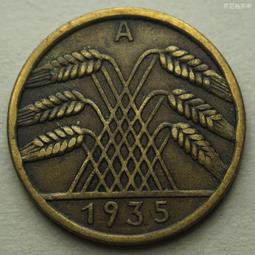 德國魏瑪共和國35年5芬尼銅幣硬幣帝國芬尼D廠（Reichs版）24F599 歷史價格詳細信息