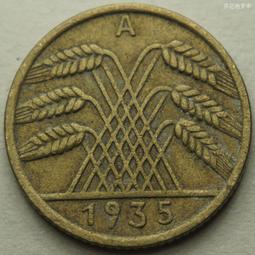 德國魏瑪共和國35年5芬尼銅幣硬幣帝國芬尼D廠（Reichs版）24F599 歷史價格詳細信息