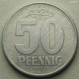 東德民主德國1982年50芬尼鋁幣硬幣A廠轉光好品 23d522 歷史價格詳細信息