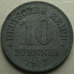 德國1917年10芬尼鋅幣德意志第二帝國21mm 24A804 歷史價格詳細信息