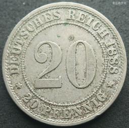 德國1888年20芬尼短翅A廠鎳幣德意志第二帝國 23E083 價格比較,價格查詢,歷史價格詳細信息