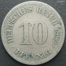 德國1889年短翅10芬尼鎳幣A廠德意志第二帝國歐洲硬幣 211664 歷史價格詳細信息