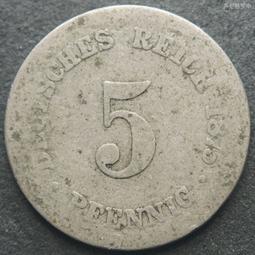 德國1875年短翅5芬尼鎳幣硬幣德意志第二帝國18mm 24A159 歷史價格詳細信息