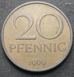 東德民主德國1969年20芬尼銅幣（無廠標） 23d540 歷史價格詳細信息