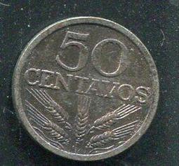 【硬幣】Portugal(葡萄牙),50 Cent #210695,K577,1968 品相美VF 歷史價格詳細信息