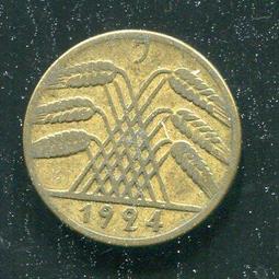 【硬幣】Germany(德國威瑪共和),K30,1 Pfennig,1924F #211057 品相普上F+ 歷史價格詳細信息