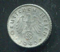 【硬幣】Germany(德國納粹),K97,1 Pfennig,1943B #211080 品相美上VF+ 歷史價格詳細信息