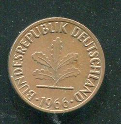 【硬幣】Germany(德國聯邦),K105,1 Pfennig,1966G #211157 品相全新UNC 歷史價格詳細信息