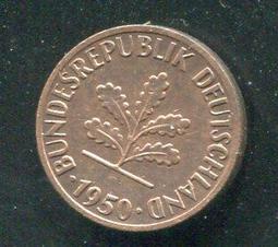 【硬幣】Germany(德國聯邦),K105,1 Pfennig,1966G #211157 品相全新UNC 歷史價格詳細信息