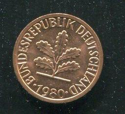 【硬幣】Germany(德國聯邦),K105,1 Pfennig,1966G #211157 品相全新UNC 歷史價格詳細信息