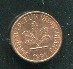 【硬幣】Germany(德國聯邦),K105,1 Pfennig,1966G #211157 品相全新UNC 歷史價格詳細信息