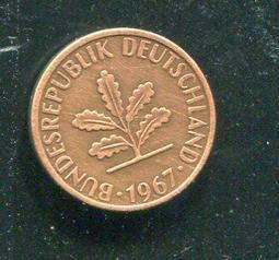 【硬幣】Germany(德國聯邦),K105,1 Pfennig,1966G #211157 品相全新UNC 歷史價格詳細信息