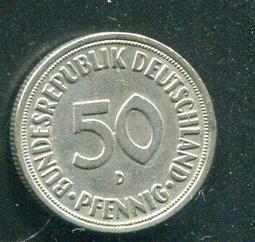 【硬幣】Germany(德國聯邦),K109.2,50 Pfennig,1977F #211120 品相全新UNC 歷史價格詳細信息