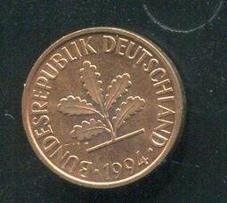 【硬幣】Germany(德國聯邦),K106a,2 Pfennig,1995J #211193 品相全新UNC 歷史價格詳細信息
