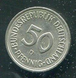 【硬幣】Germany(德國聯邦),K109.2,50 Pfennig,1977F #211120 品相全新UNC 歷史價格詳細信息