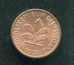 【硬幣】Germany(德國聯邦),K105,1 Pfennig,1966G #211157 品相全新UNC 歷史價格詳細信息