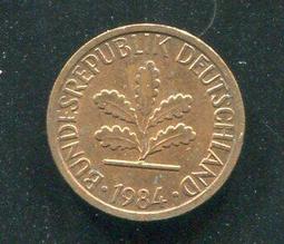 【硬幣】Germany(德國聯邦),K105,1 Pfennig,1966G #211157 品相全新UNC 歷史價格詳細信息