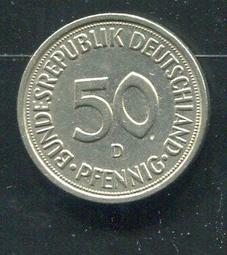 【硬幣】Germany(德國聯邦),K109.2,50 Pfennig,1977F #211120 品相全新UNC 歷史價格詳細信息