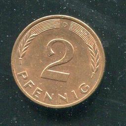 【硬幣】Germany(德國聯邦),K106a,2 Pfennig,1995J #211193 品相全新UNC 歷史價格詳細信息