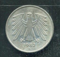 【硬幣】Germany(德國聯邦),K140.1,5 Mark,1989G #211276 品相極美上XF+ 歷史價格詳細信息